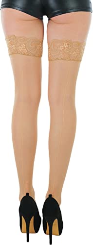 Image of ToBeInStyle Women's Sheer Banded Thigh High Socking w /Opaque Band