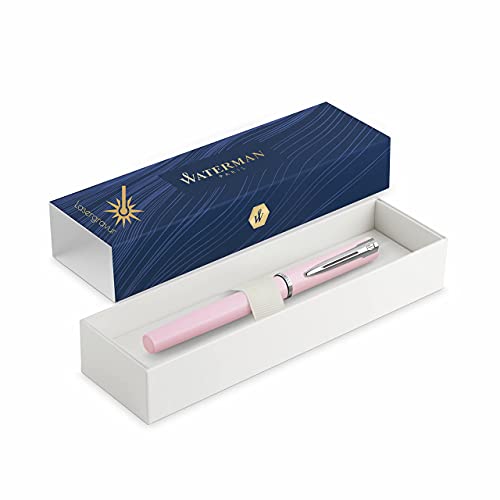 Waterman Allure stylo gravé macaron rose avec encre bleue pour homme et femme