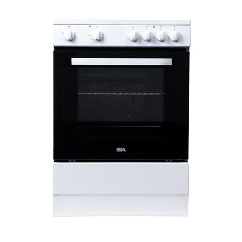 60cm Electric Cooker With 4 Solid Plate Hob In White Freestanding - SIA ESCA61W
