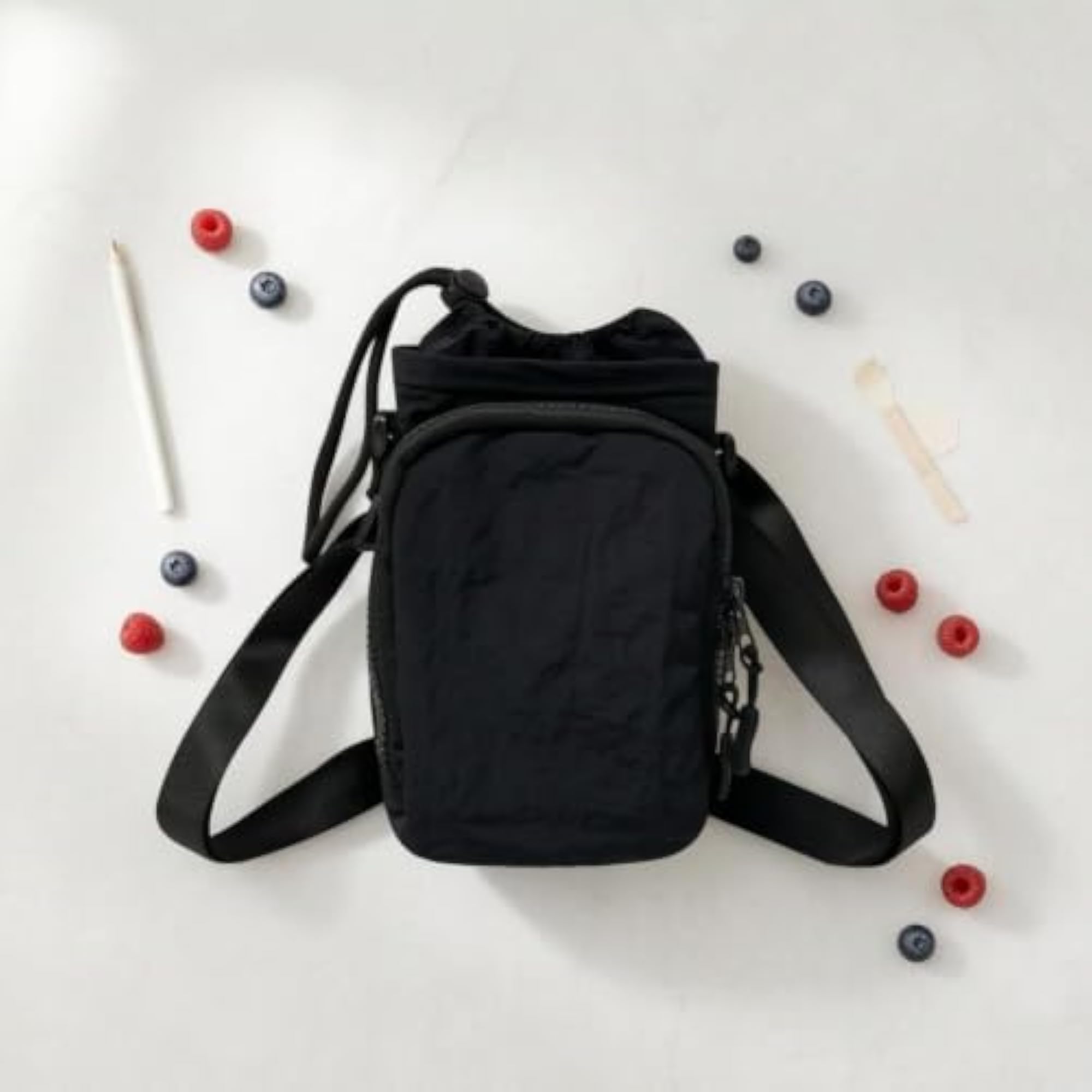 Textured Lightweight Zip Pocket Crossbody Bag