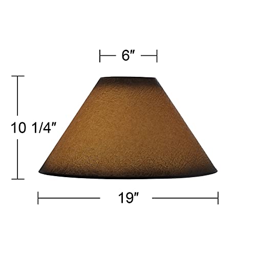 Distressed Faux Paper Large Lamp Shade 6" Top x 19" Bottom x 12" Slant x 10.25" High (Spider) Replacement with Harp and Finial - Springcrest - Thumbnail 4