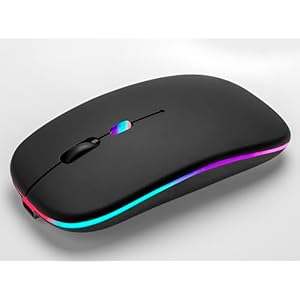 Wireless Bluetooth Mouse,LED Rechargeable Laptop Mouse .Portable Office Computer Mice use(BT5.2 and USB 2.4G) Dual Mode Connection,Silent,Slim,for Apple Laptop/ipad Tablet/Mac/PC/phone.(Black)