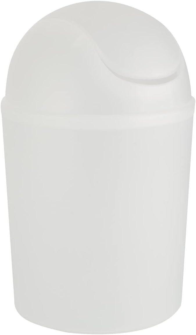 WENKO Arktis Swing Top Bin, Polypropylene, Convenient Home Waste Can, Small Bathroom Trash Disposal, 4.5 Litre Capacity, 19.5 x 19.5 x 31 cm, White