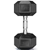 TLGREEN 30-85LB Single Dumbbell Rubber Coated Cast Iron Hex Black Dumbbells, Weights Dumbbells Single