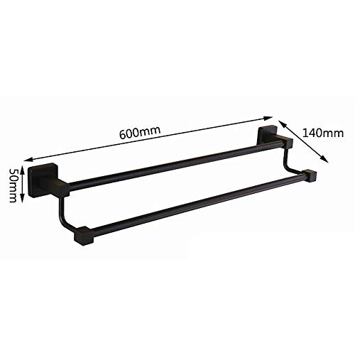 Accroche serviette double noir mural antirouille en inox pour douche et bain
