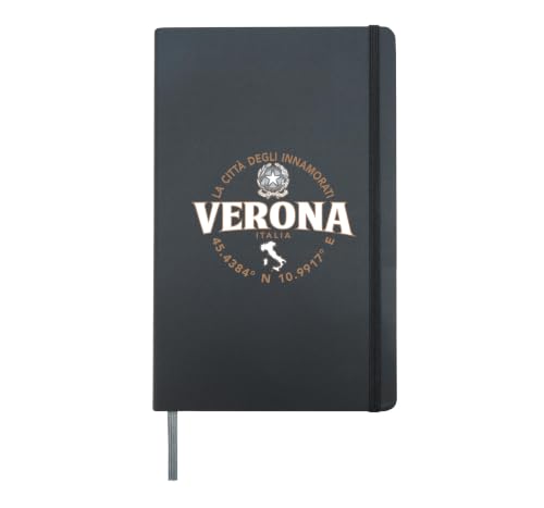 Verona Italy Label Coordinates 2C Hardcover Journal, Black