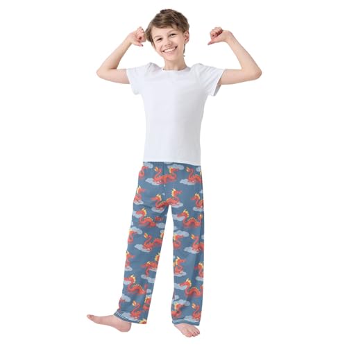 ALAZA Red Dragon Cloud Blue Pajama Lounge Pants Long Sleep Pajama Bottoms with Pockets3
