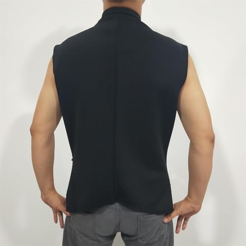Men's Black Vest Crystals Mirrors Bling White Waistcoat For Show Performance Party2