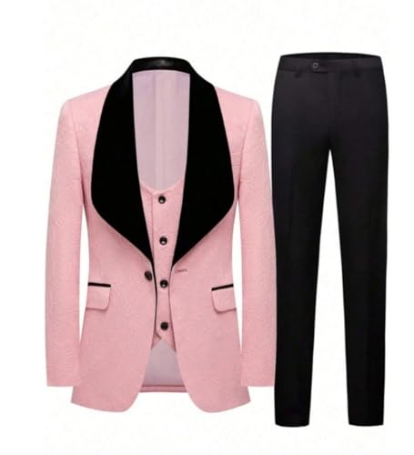Mens 3 Piece Suit Floral Patterned Wedding Tuxedos Print Vest Blazer Prom Suits Jacket Pants Groomsmen Suit Sets3