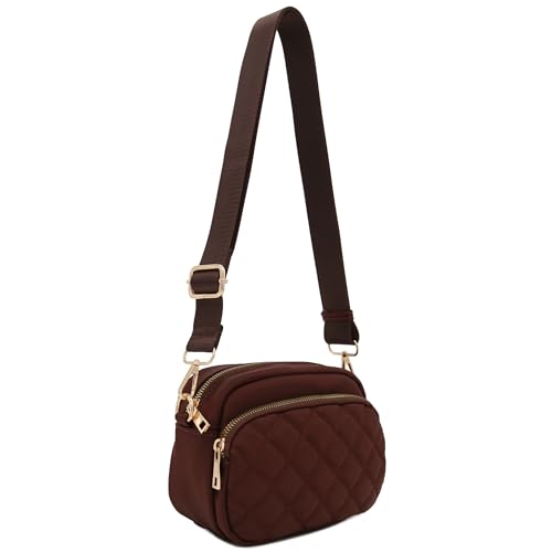 Image of FashionPuzzle Quilted Nylon Crossbody Bag with Wide Strap