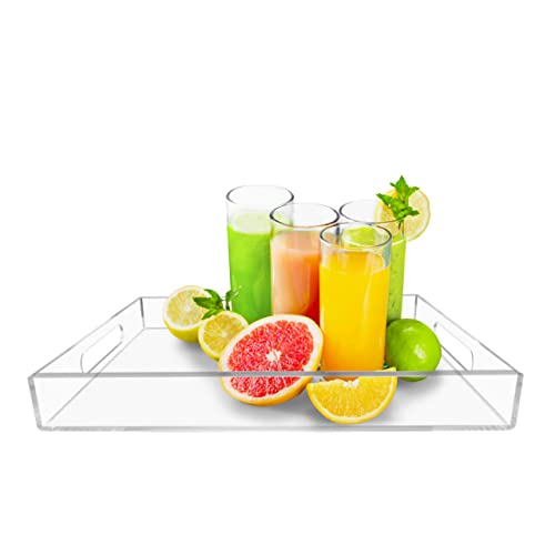 Clear Acrylic Tray 12X12 Inch With Handles Acrylic Tray Spill Proof Tray Acrylic Organizer For Kitchen Dining Tray Acrylic Decorative Tray With Handles Microgreens Tray Seed Germination Trays #TOP5