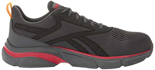 Amazon Essentials By Reebok Men's All Day Comfort Slip-Resistant Alloy-Toe Safety Athletic Work Shoe, Black/Grey/Red, 8.5 #TOP5