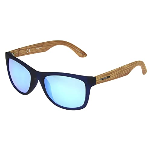 Panama Jack Men's Rubberized Print Square Sunglasses, Blue Crystal with Textured Wood, 54