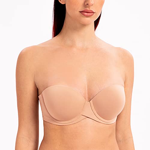 Image of MELENECA Women's Stay Put Padded Cup with Lift Underwire Push Up Strapless Bras
