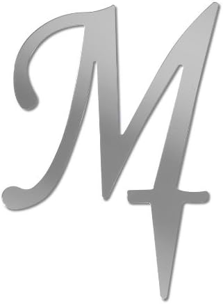 Darice VL3M Mirror Acrylic Initial Letter Cake Topper with Stake, Alphabet M, 3-Inch