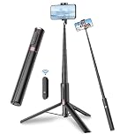 TONEOF 67" Selfie Stick Tripod, All-in-1 Phone Tripod Stand Video Kits with Integrated Wireless Remote,Portable,Lightweight,ExtendableTripod for Selfies/Live/Video Recording/Travel-Black