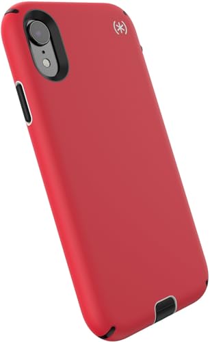 Speck Products Compatible Phone Case for Apple iPhone XR, Presidio Sport Case, Heartrate Red/Sidewalk Grey/Black