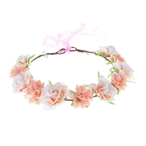 Love Sweety Delicate Dew Women Flower Headband Bridal Floral Crown Wreath Girls BOHO Garland Halo (Coral)