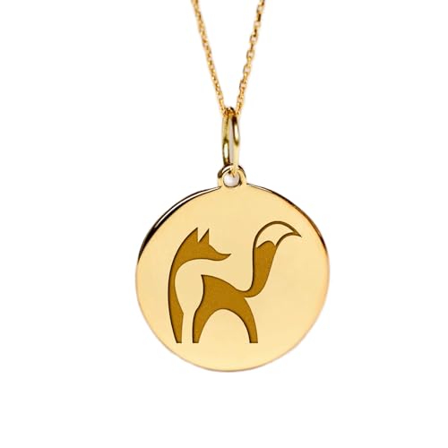 Collier renard pendentif pièce monnaie gravée argent sterling doré