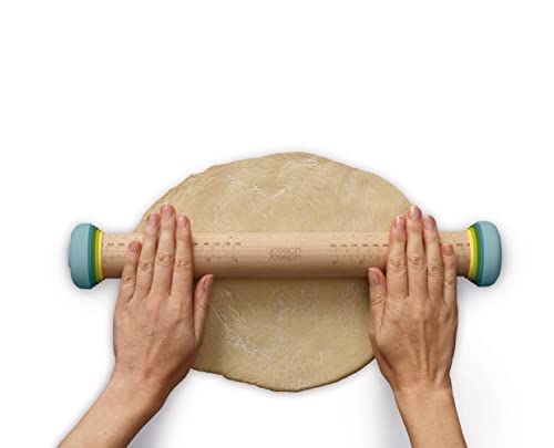 Joseph Joseph Duo Rolling Pin with adjustable pastry thickness, Baking and dough rollers, Beech Wood, Multicolour