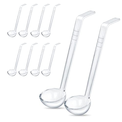 10 pieces 7 Inches 1 oz Clear Small Ladle Plastic Dressing and Sauces Ladles Long Handle Punch Acrylic Ladles for Serving Soup Punch Bowl Fruit Juices Cocktail Parties