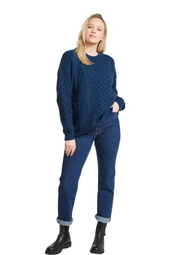 Irish Aran Sweater for Women's 100% Merino Wool Pullover Made in Ireland