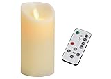  Kerze LED, Flackerlicht, mit Timer aus Wachs Cream (B/H/T) 7,5x15x7,5cm