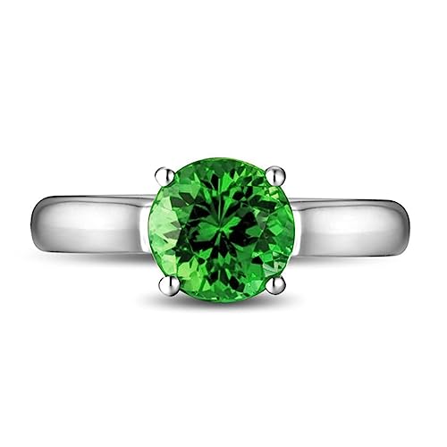 Bague femme fiancaille argent et pierre verte ronde le cadeau d'anniversaire idéal