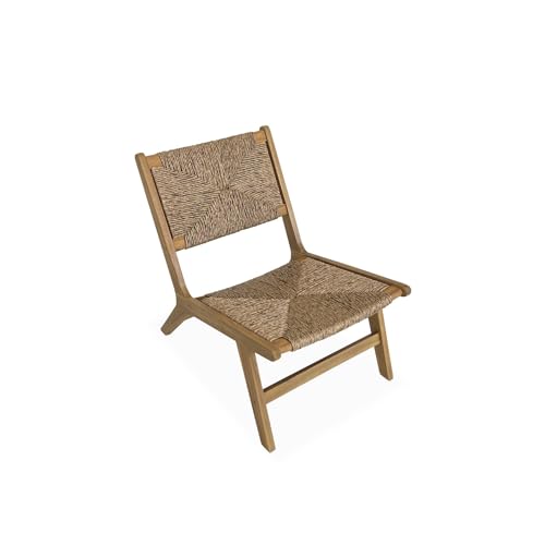 sweeek - Fauteuil Relax de Jardin en Bois et résine Effet Paille. intérieur/extérieur