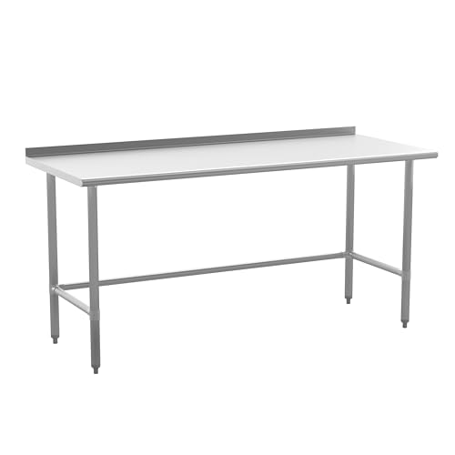 Flash Furniture Reese Commercial Stainless Steel Prep/Work Table, Open Base Table for Back Kitchen, 430 Stainless Steel, 18 Gauge, NSF Certified, 1.5