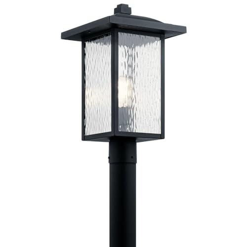 Kichler Capanna 18.25 inch 1 Light Post Light with Clear Water Glass in Textured Black