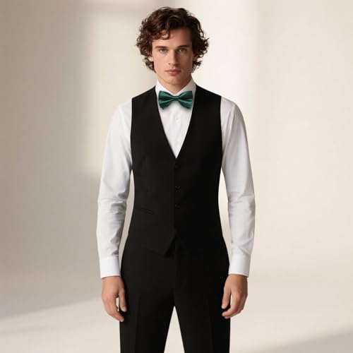 Image of DiBanGu Paisley Pre-Tied Bow Ties for Men Silk Adjustable Bowtie and Pocket Square Cufflinks for Wedding Party