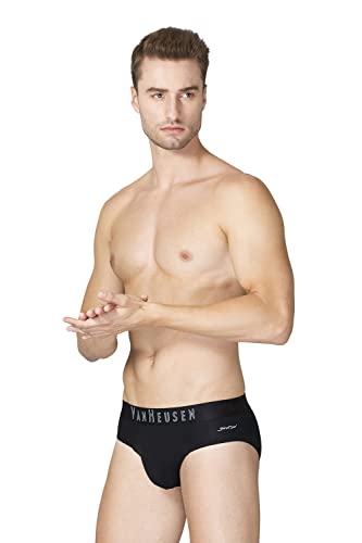 Image of Van Heusen Men Breathable AIR Series Active Briefs - Polyamide Elastane - Swift Dry, High Stretch Mesh 40007 Pure Black01 L (Pack of 2)