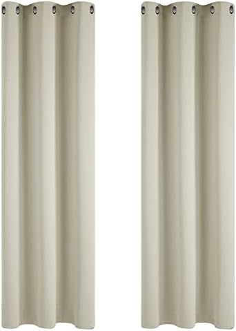 Deconovo Window Treatments Eyelet Blackout Curtains Thermal Insulated Curtains Ring Top Curtains for Living Room Light Grey 42 x 84 Inch 2 Panels