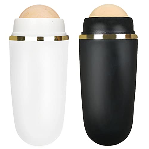 2 PCS Oil-absorbing Volcanic Face Roller Oil Control On The Go Oil Absorbing Volcanic Face Roller Facial Oil Blotting Tool Portable Reusable Instant Results Remove Excess Shine for Oily Skin