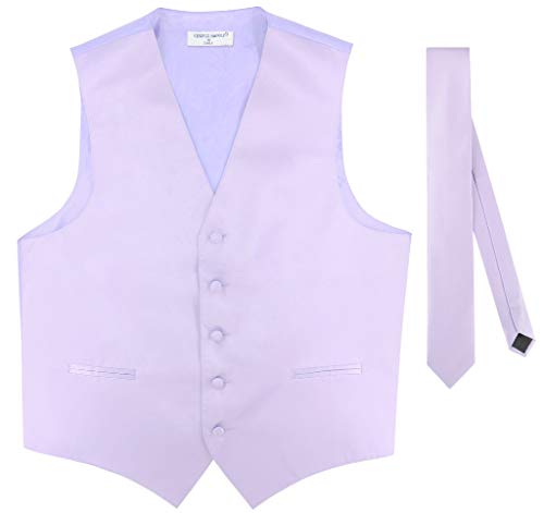 Men's Dress Vest & Skinny NeckTie Solid Burgundy Color 2.5