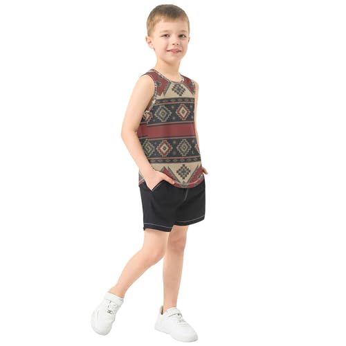 Western Theme Children Tank Top Sleeveless Kids Vest Toddler Crewneck T-Shirts for Running Hiking Biking Jogging 3T4