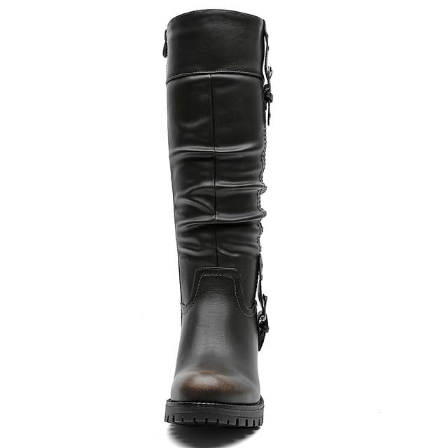 Image of GLOBALWIN Women's Chunky Low Heels Boots Knee High Boots For Women