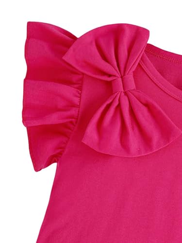 Floerns Girl's Casual Bow Front Ruffle Trim Cap Sleeve Crewneck Tee Shirt3