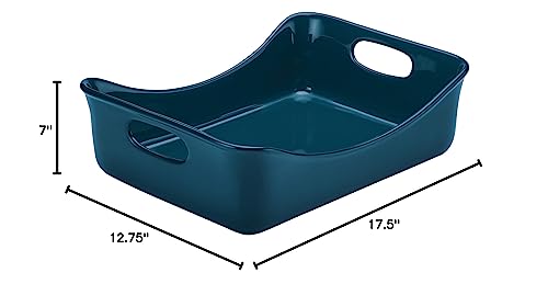 Rachael Ray Solid Glaze Ceramics Bakeware / Lasagna Pan / Baker, Rectangle - 9 Inch X 12 Inch, Marine Blue #TOP4