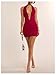 SweatyRocks Women's Sexy Deep V Neck Lace Halter Mini Dress Open Back Bodycon Club Dresses Rave Outfits Red Medium