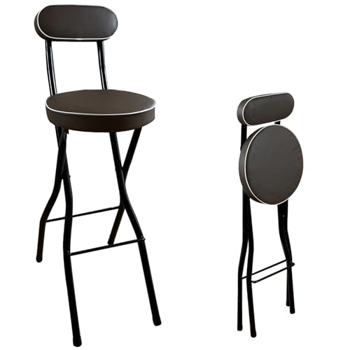 Taburete de bar plegable acolchado con respaldo, taburete de desayuno acolchado para cocina, jardín, uso interior y exterior