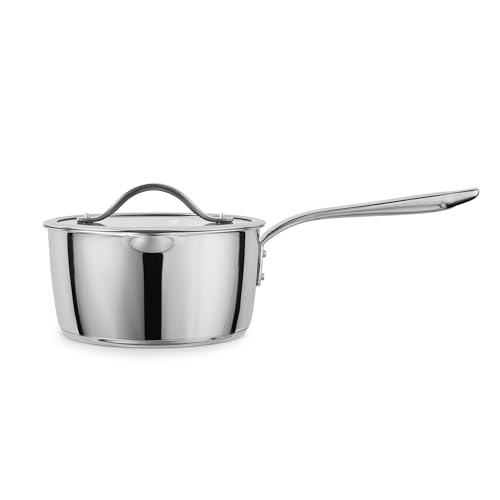 Image of Tramontina Tempo Tri-Ply Base Stainless Steel 3-Quart Sauce Pan with Glass Lid, Induction-Ready Saucepan, Oven-Safe, Dishwasher-Safe