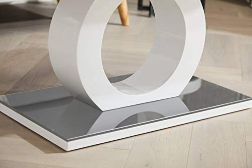 Furniturebox UK Giovani Grey & White Glass Coffee Table - Modern & Elegant Gloss Coffee Table With Central Halo - Suitable for Living Room (Grey & White)