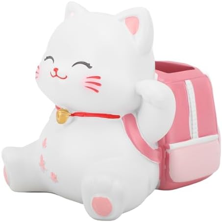 Cute Cat Pen Pencil Holder Resin Animal Pen Holder Kawaii Makeup ...