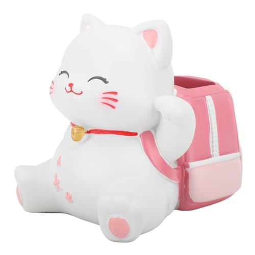 Cute Cat Pen Pencil Holder Resin Animal Pen Holder Kawaii Makeup ...