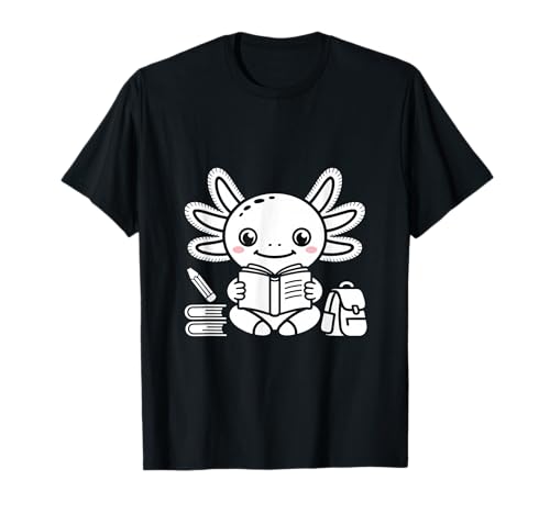 Adorable Axolotl Book Lover Ilustración Camiseta