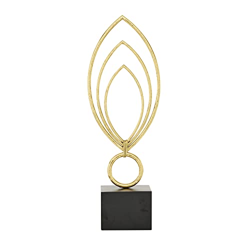 Escultura Decorativa Abstracta de Metal con Base Negra Dorada 8" x 4" x 24" miniatura 7
