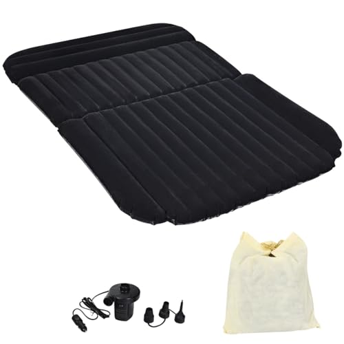 COSTWAY Inflatable Car Mattress, Thickened Car Air Bed with Air Pump and Storage Bag, 190 x 128 cm Universal SUV Back Seat Sleeping Bed for for Camping Travelling