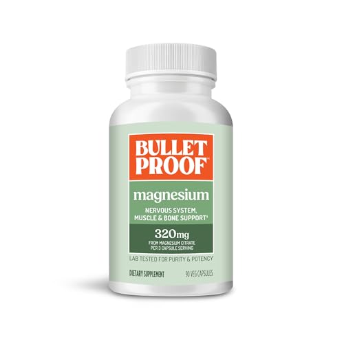 Bulletproof Magnesium Capsules, 90 Count, Supplement for Nervous System, Muscle and Bone Support